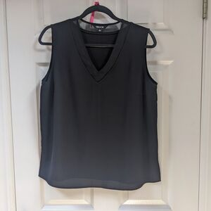 Misook Black Sleeveless Blouse Classic V-Neck